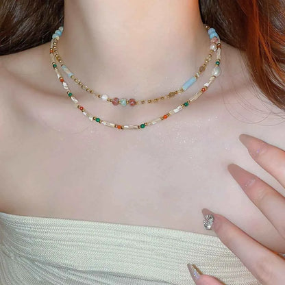 Alloy Pearl Beaded Necklace