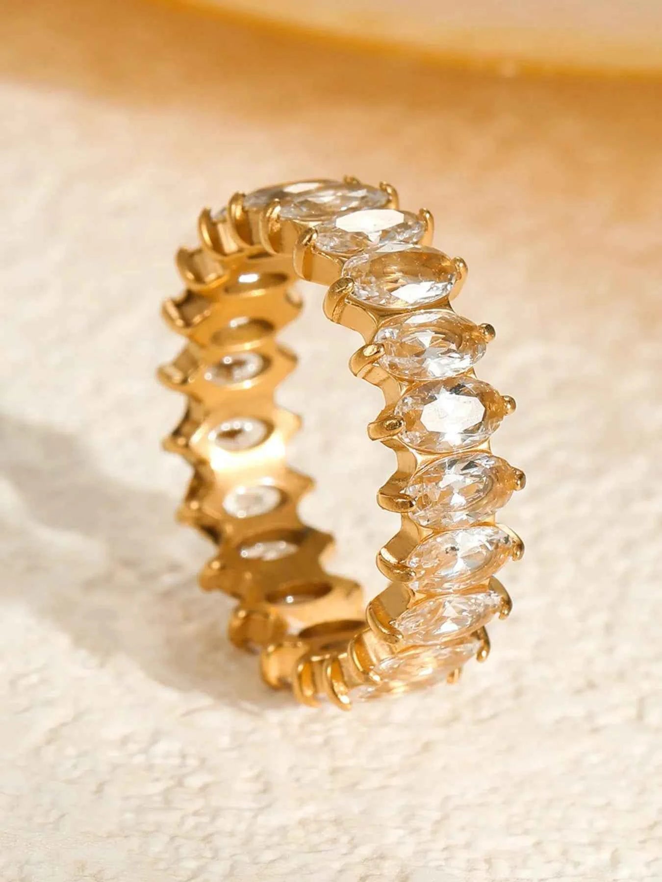 18K Gold-Plated Stainless Steel Zircon Ring