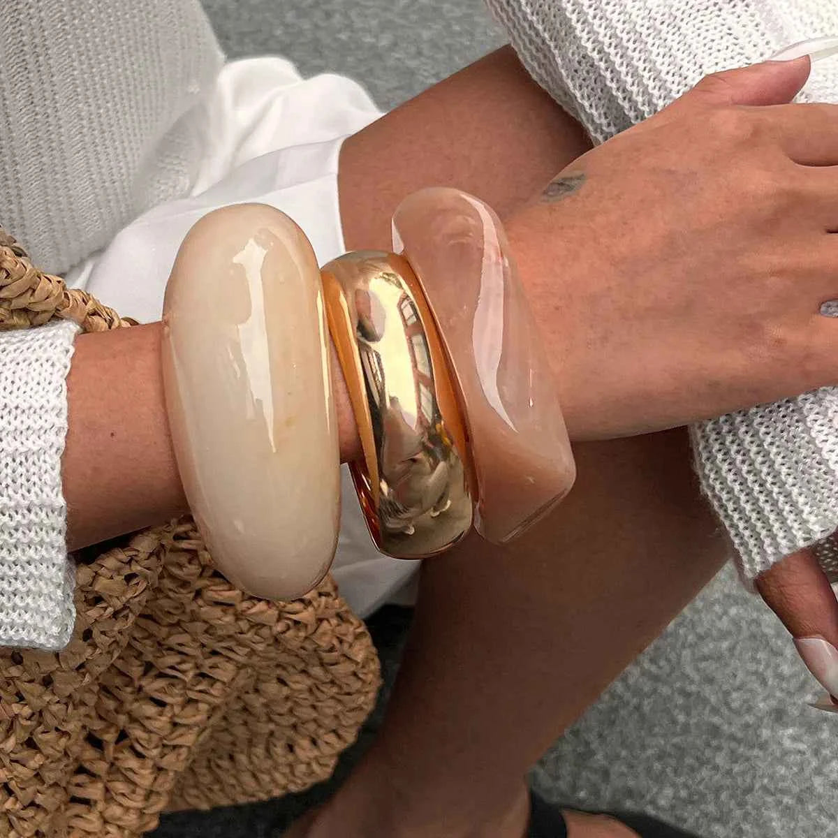 3 Piece Chunky Resin Bracelet Set