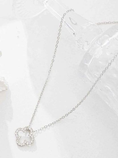 Inlaid Zircon Clover Pendant Necklace