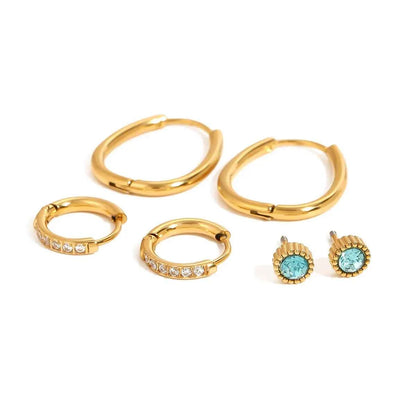 3-Piece 18K Gold-Plated Earrings