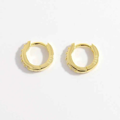 925 Sterling Silver Inlaid Zircon Huggie Earrings