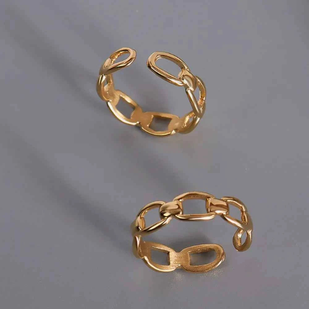 Titanium Steel Gold-Plated Adjustable Ring