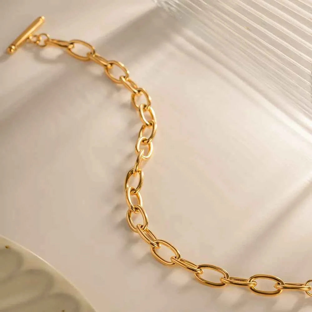 18K Gold-Plated Stainless Steel Toggle Chain Bracelet