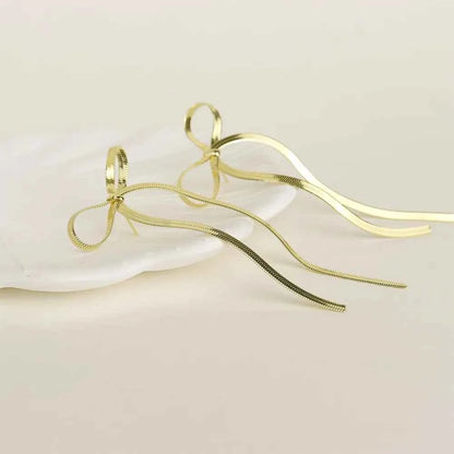 Stainless Steel Bow Bar Earrings