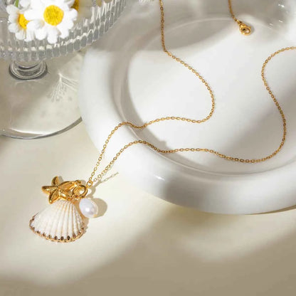 18K Gold-Plated Synthetic Pearl Shell Necklace