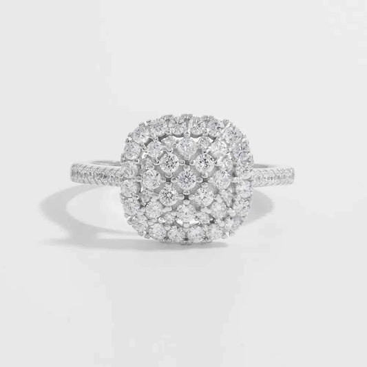 925 Sterling Silver Inlaid Zircon Square Shape Ring