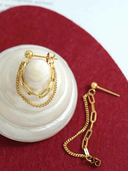 Titanium Steel Double Chain Earrings