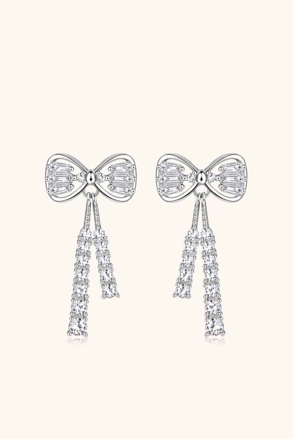 1.12 Carat Moissanite 925 Sterling Silver Bow Earrings