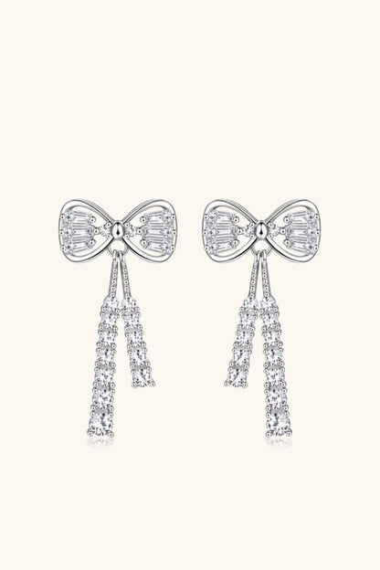 1.12 Carat Moissanite 925 Sterling Silver Bow Earrings