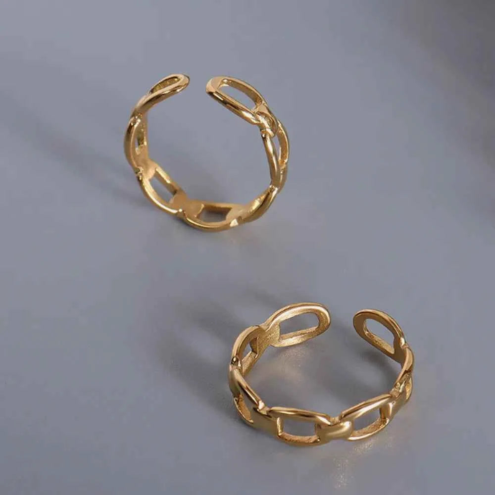 Titanium Steel Gold-Plated Adjustable Ring
