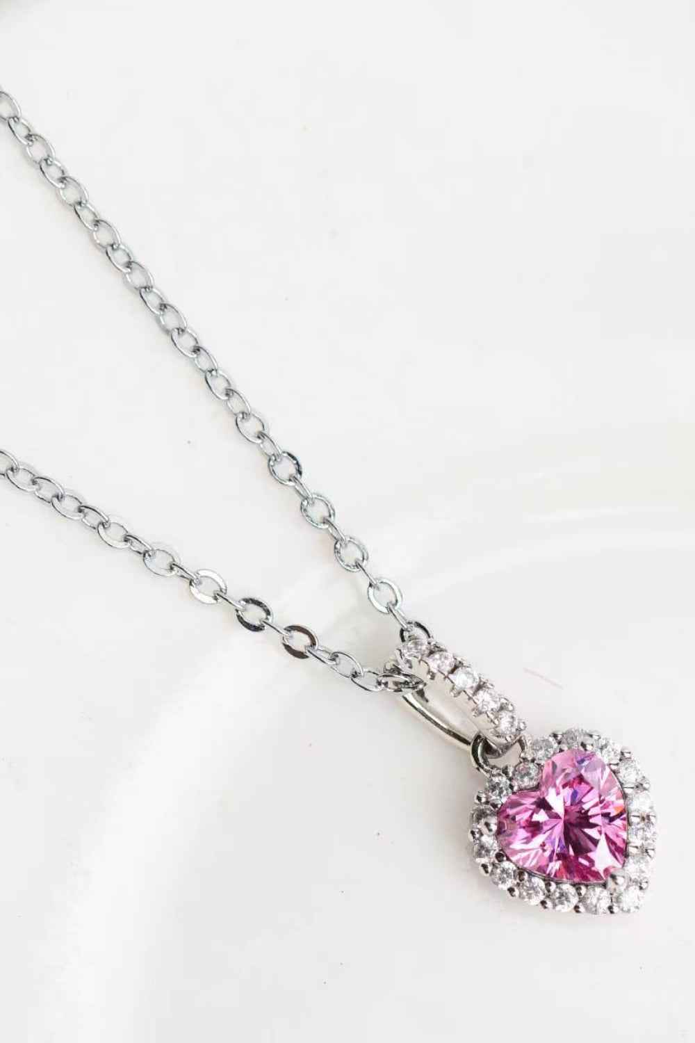 1 Carat Moissanite Heart Pendant Necklace