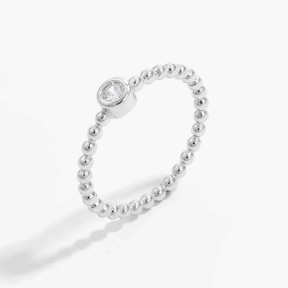Zircon 925 Sterling Silver Bead Ring