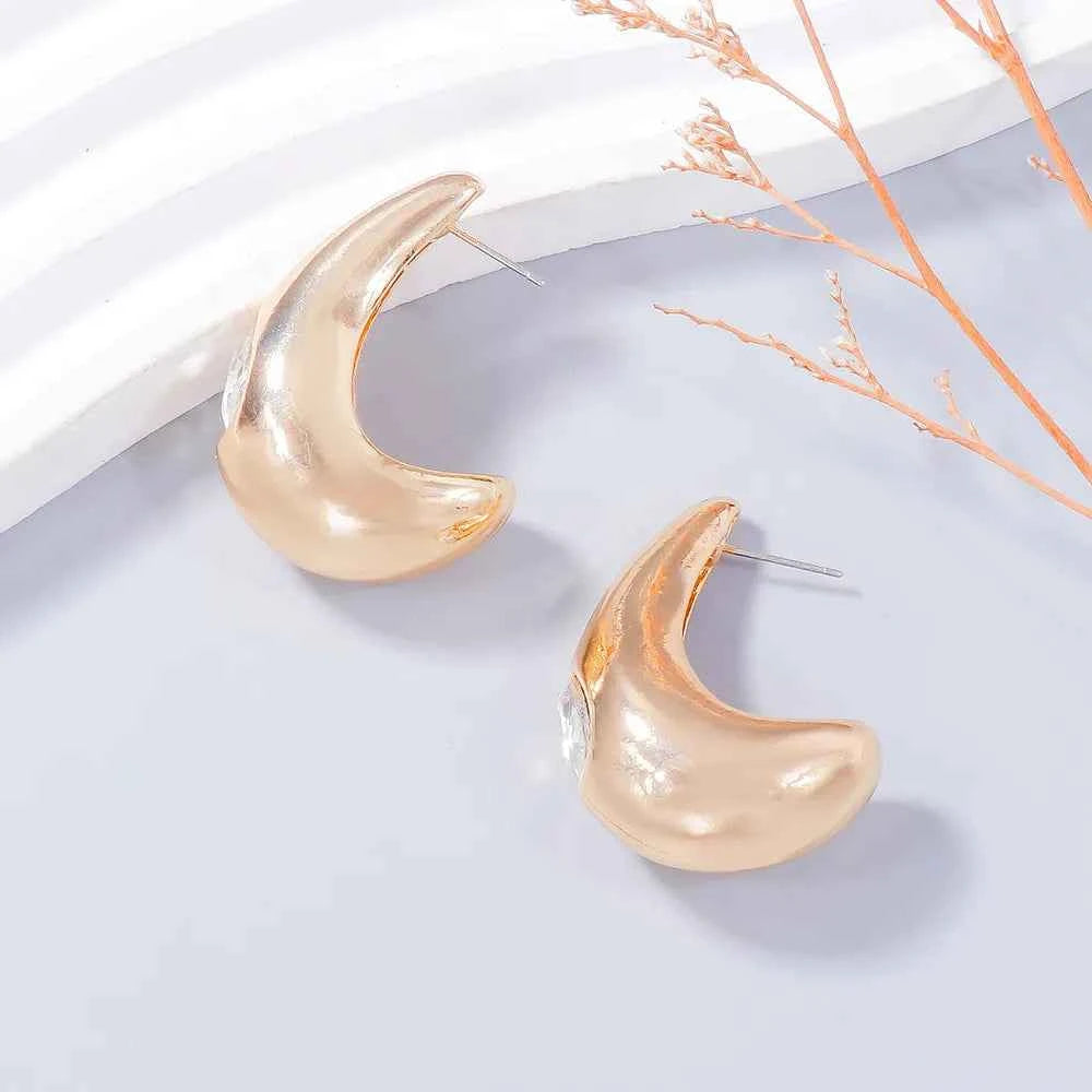 Alloy Rhinestone C-Hoop Earrings