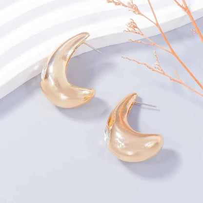 Alloy Rhinestone C-Hoop Earrings