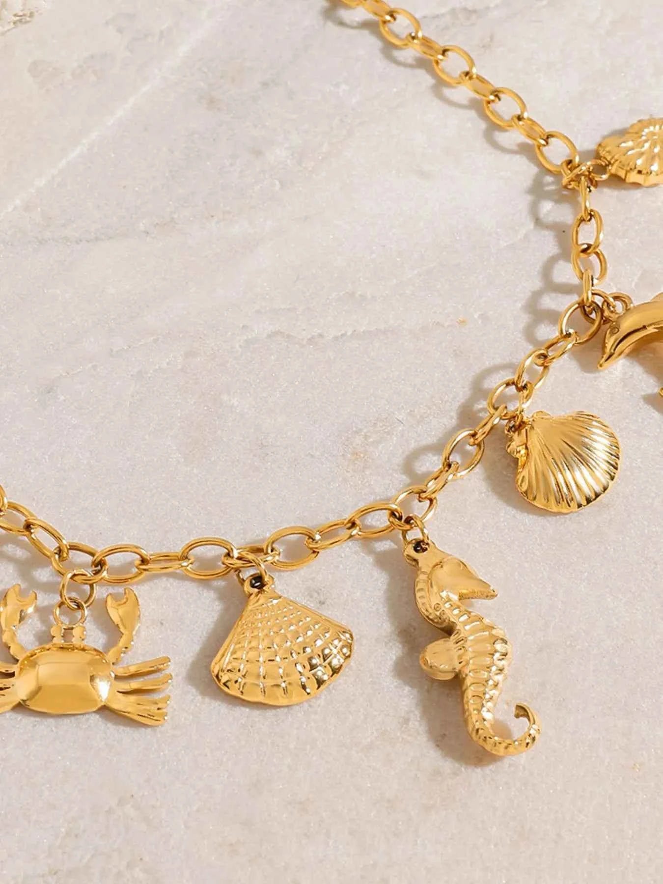 18K Gold-Plated Stainless Steel Ocean Theme Necklace