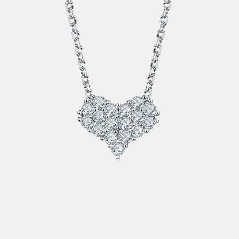 Moissanite 925 Sterling Silver Heart Necklace