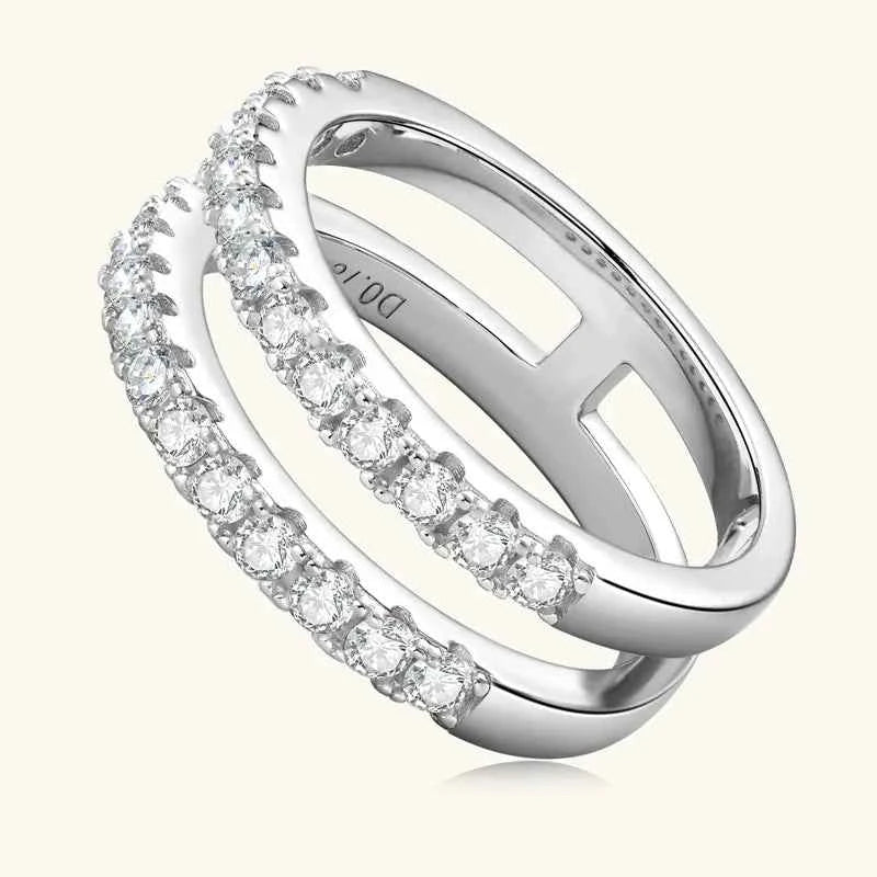 925 Sterling Silver Moissanite Double Layered Ring