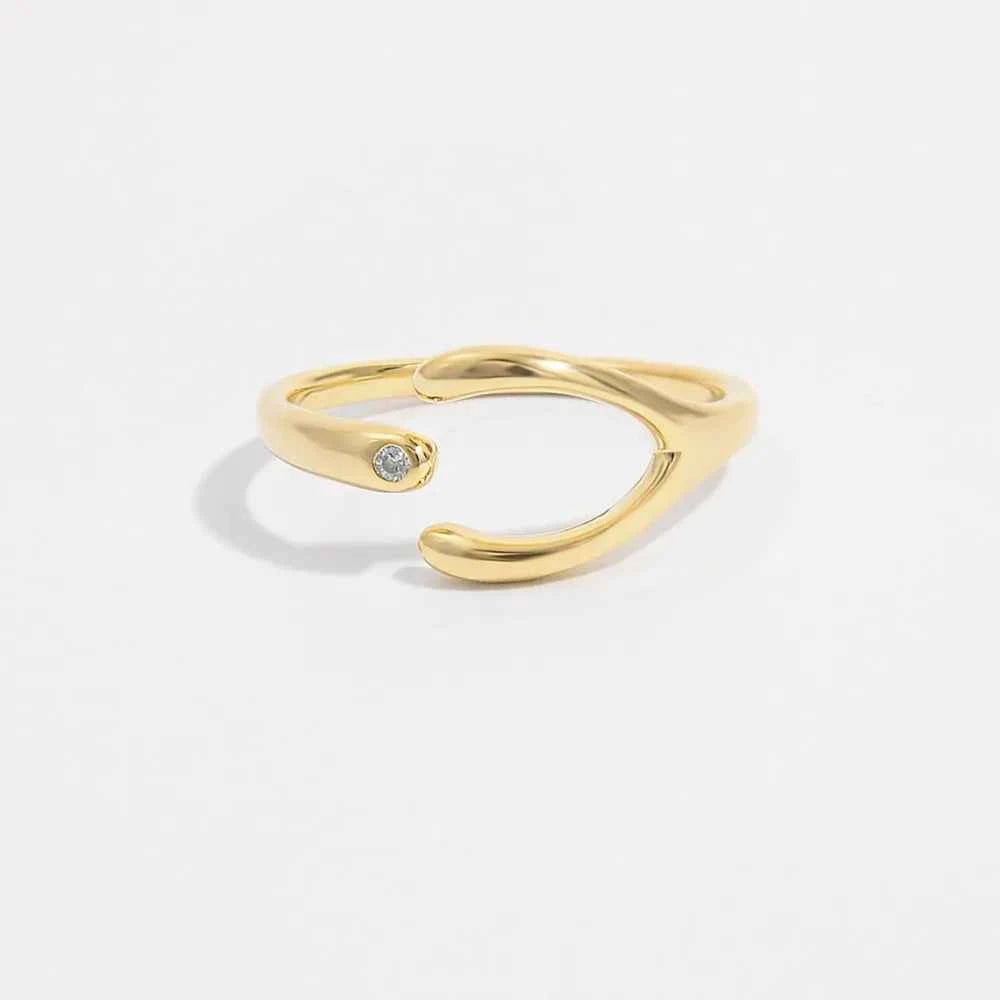 925 Sterling Silver Inlaid Zircon Open Ring