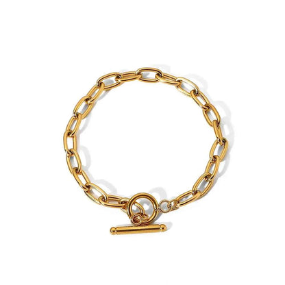 18K Gold-Plated Stainless Steel Toggle Chain Bracelet
