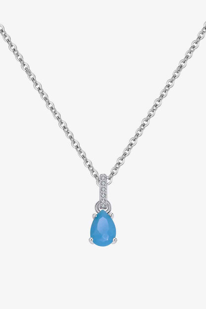 Teardrop Turquoise 4-Prong Pendant Necklace