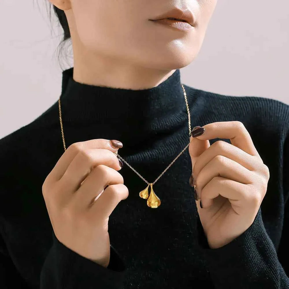 Stainless Steel Water Drop Shape Pendant Necklace