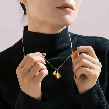 Stainless Steel Water Drop Shape Pendant Necklace