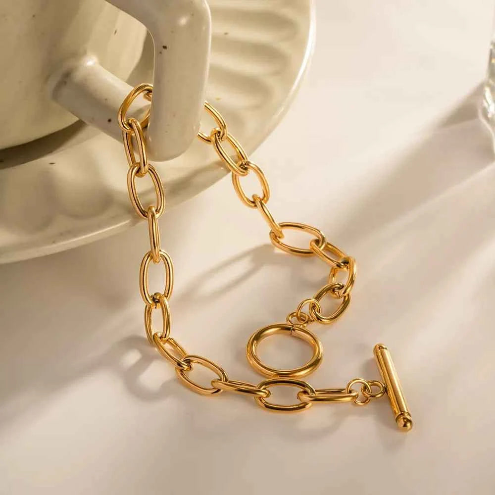 18K Gold-Plated Stainless Steel Toggle Chain Bracelet