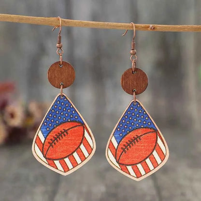 Printed Wooden Dangle Earrings