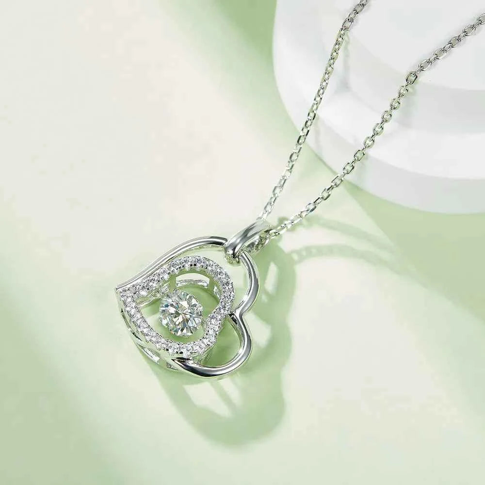 Moissanite 925 Sterling Silver Heart Necklace