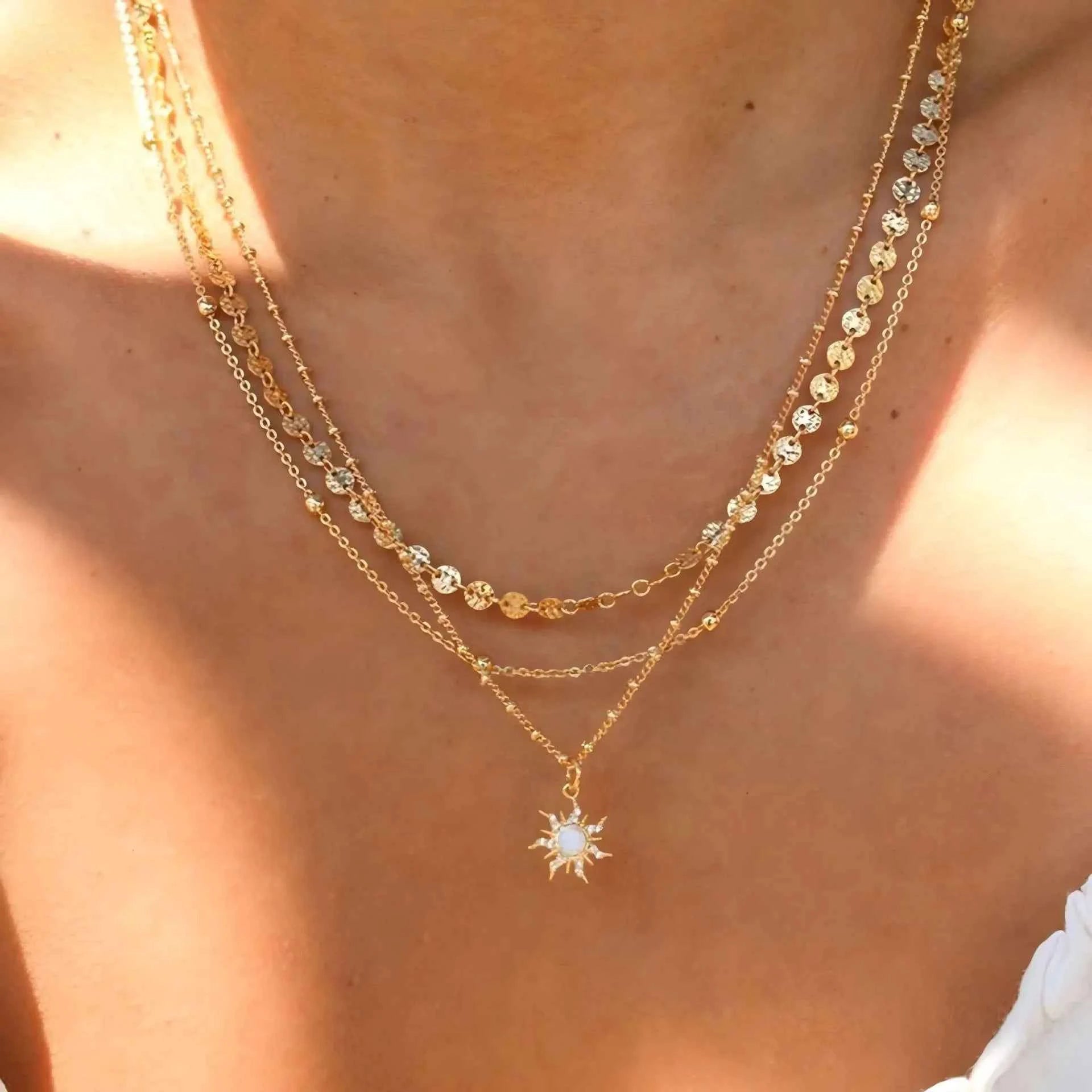 18K Gold-Plated Layered Star Pendant Necklace