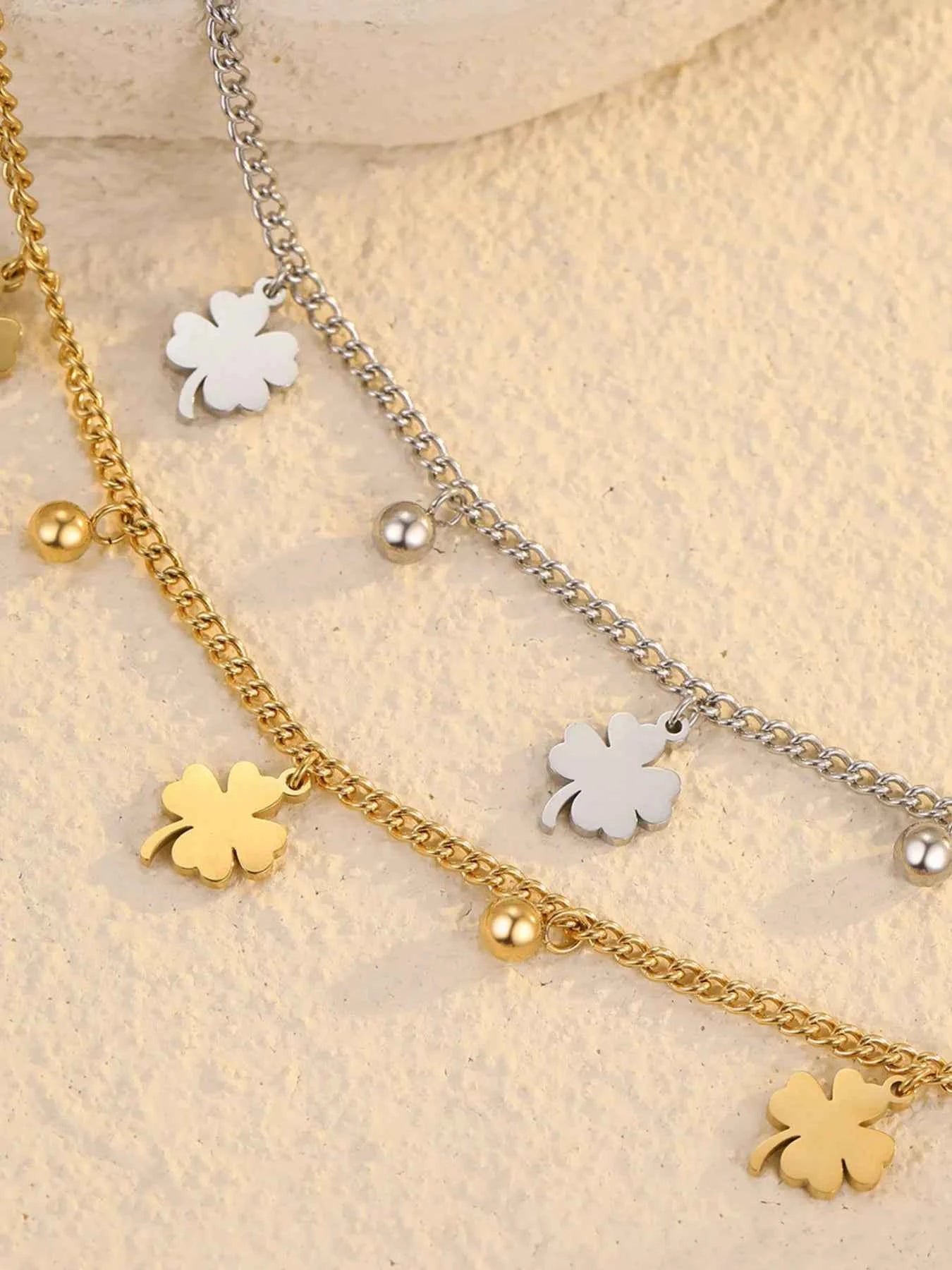 Stainless Steel Four Leaf Clover Bracelet