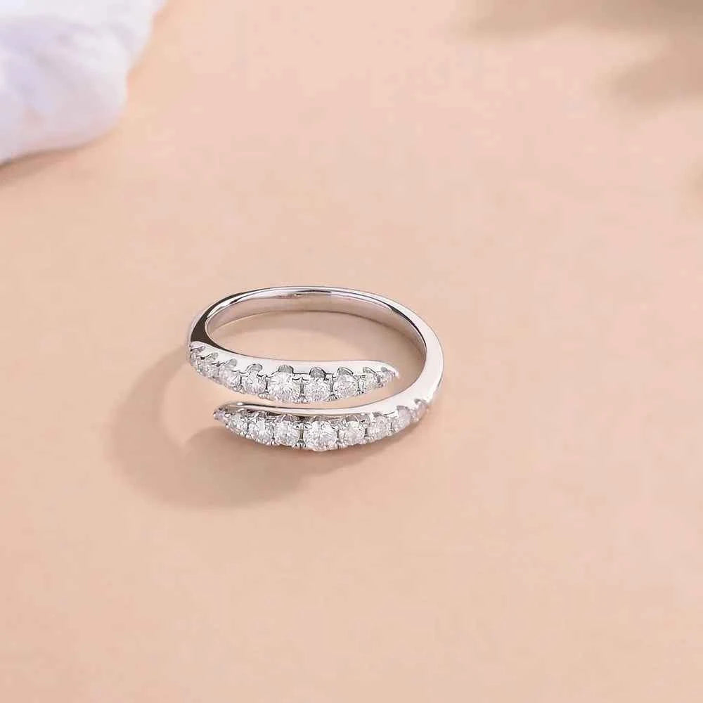 925 Sterling Silver Moissanite Bypass Ring