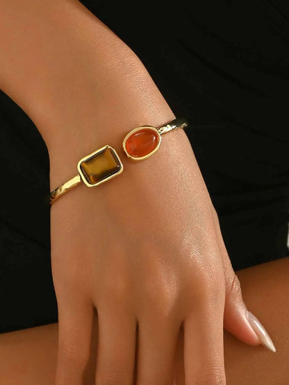 18K Gold-Plated Geometric Open Bracelet