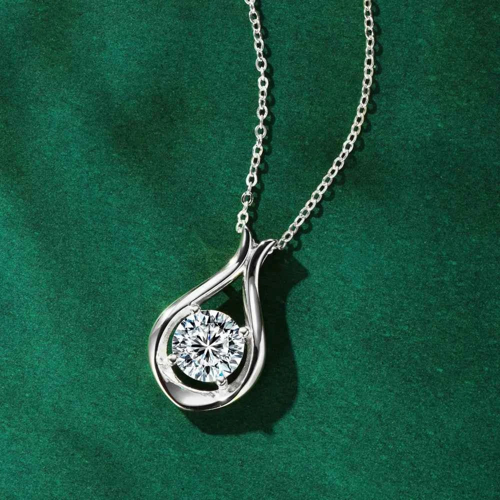 2 Carat Moissanite 925 Sterling Silver Pendant Necklace