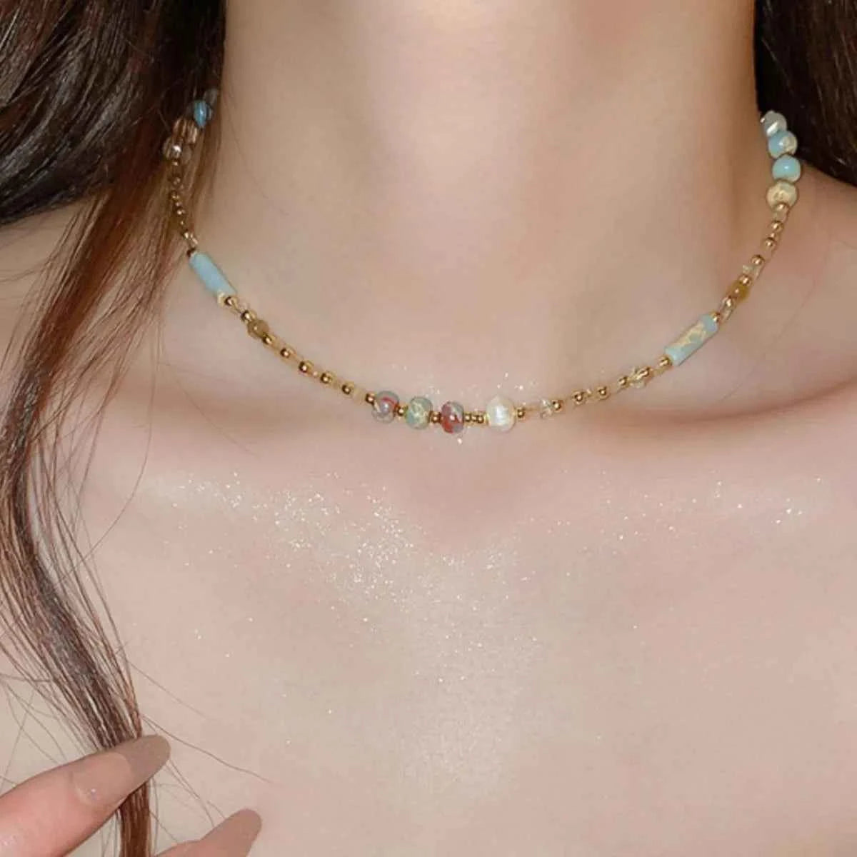 Alloy Pearl Beaded Necklace