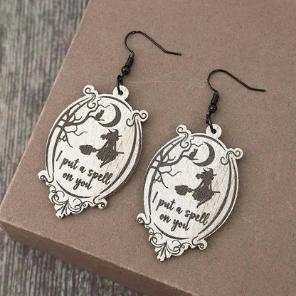 Witch Wooden Dangle Earrings