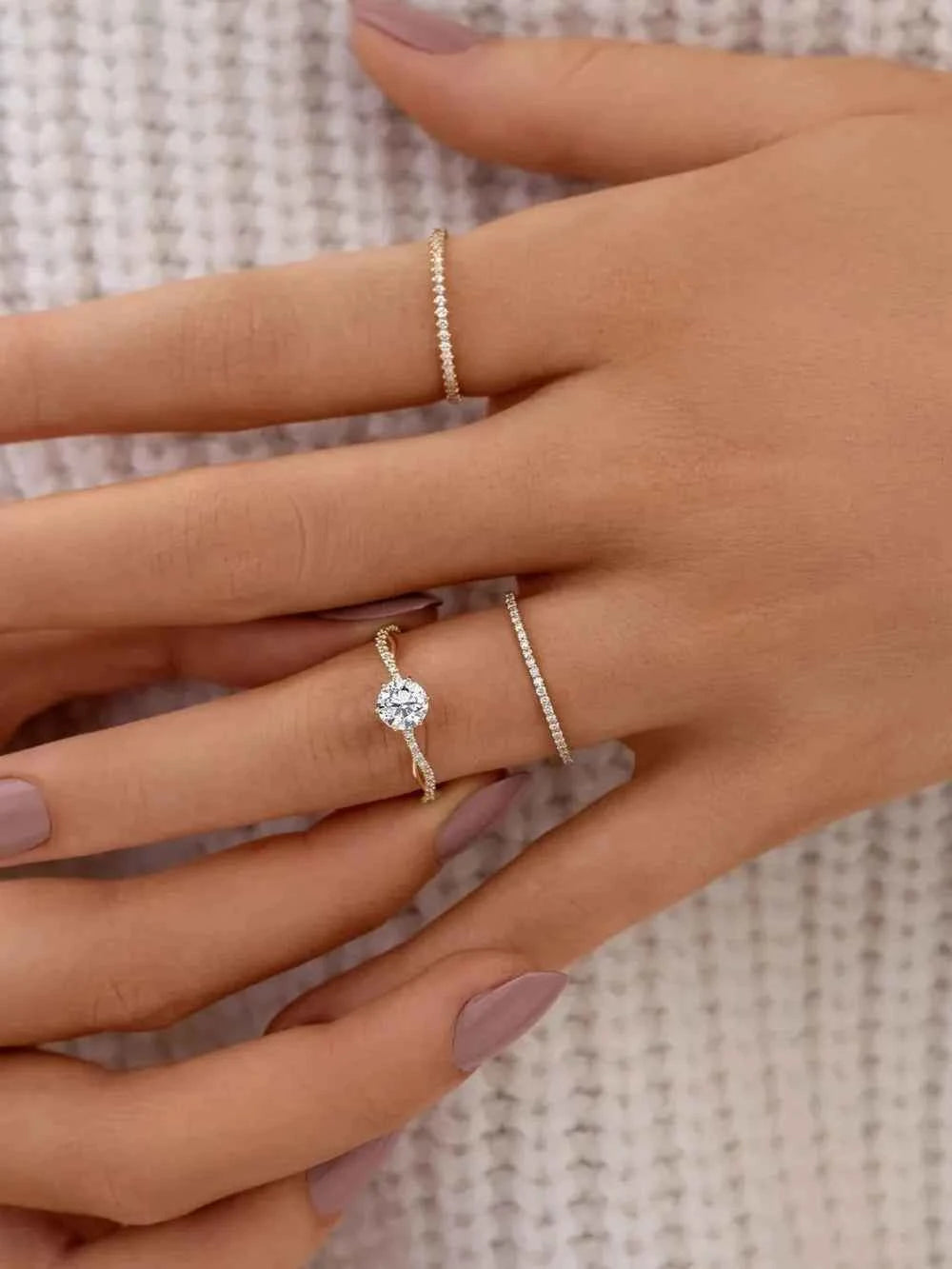 925 Sterling Silver Inlaid Zircon Ring