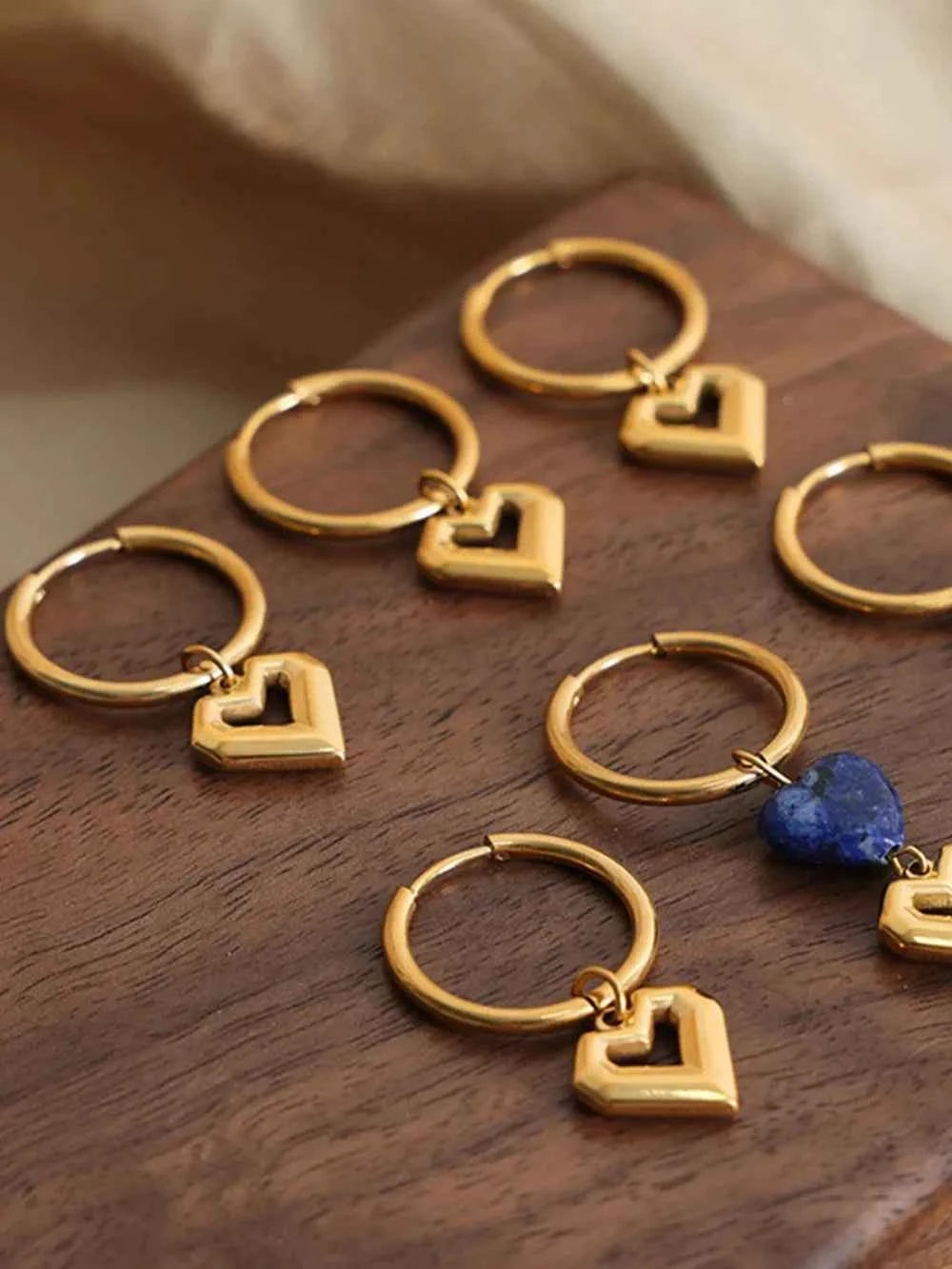 Heart Shape Lapis Lazuli Dangle Earrings
