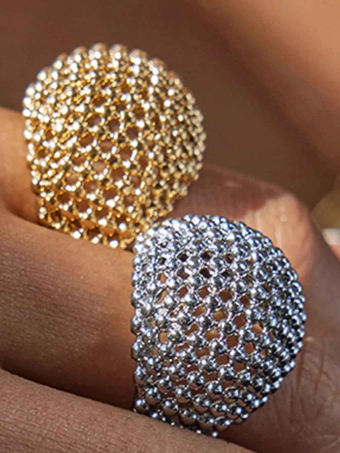 Stainless Steel Textured Dome Ring