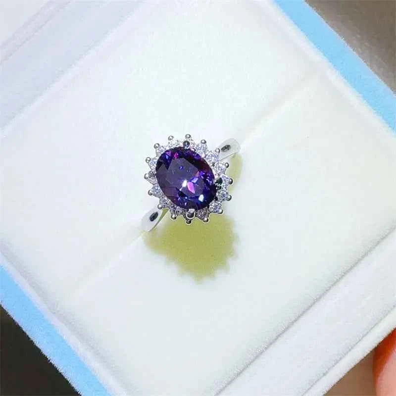 2 Carat 925 Sterling Silver Oval Moissanite Ring