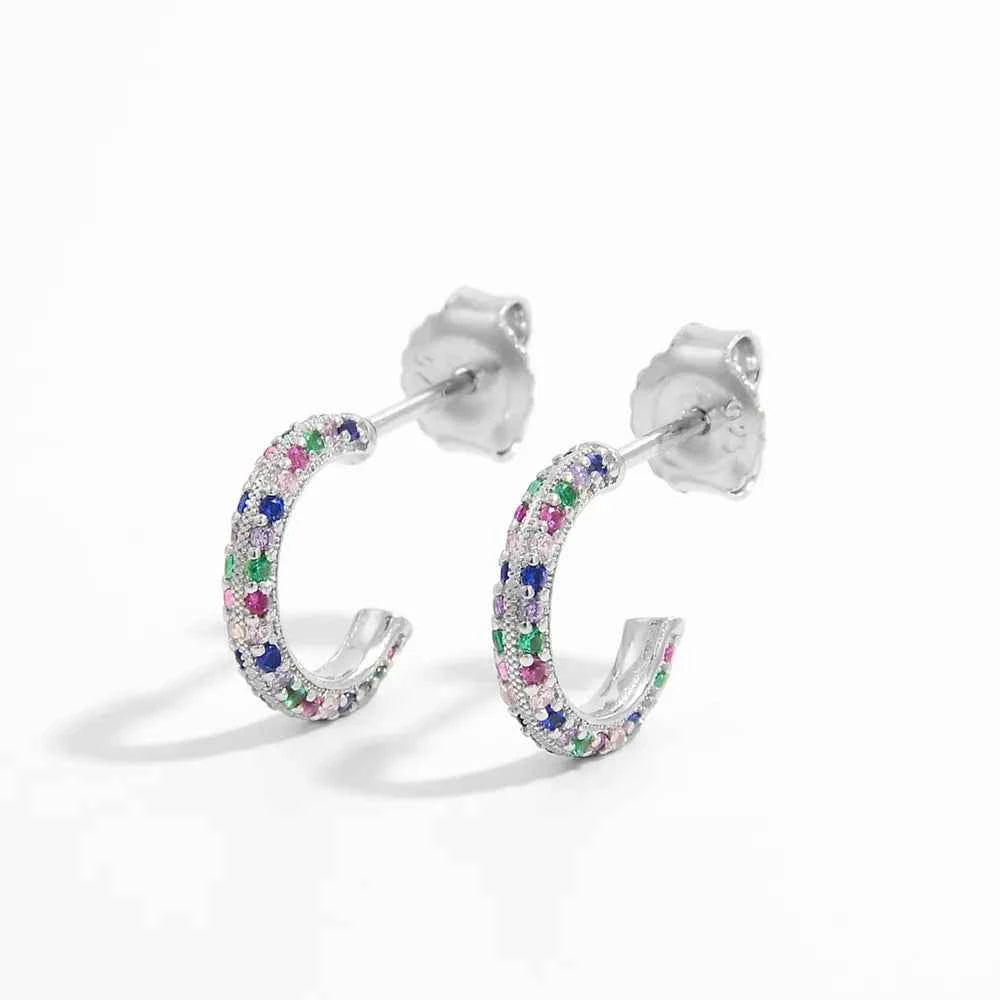 925 Sterling Silver Contrast Zircon Earrings