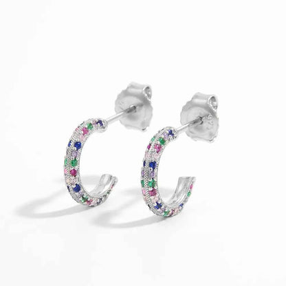 925 Sterling Silver Contrast Zircon Earrings
