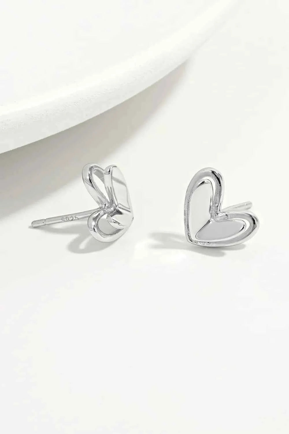 925 Sterling Silver Heart Stud Earrings