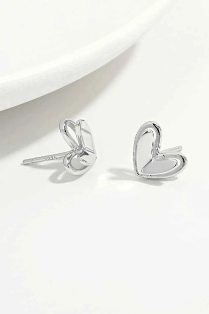 925 Sterling Silver Heart Stud Earrings