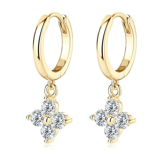925 Sterling Silver Moissanite Hoop Drop Earrings