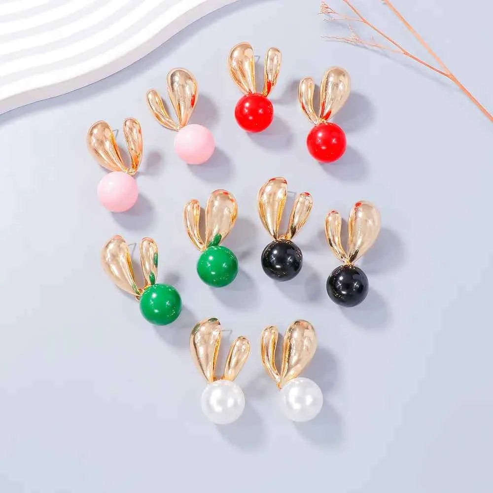 Alloy Drip Oil Bunny Earrings