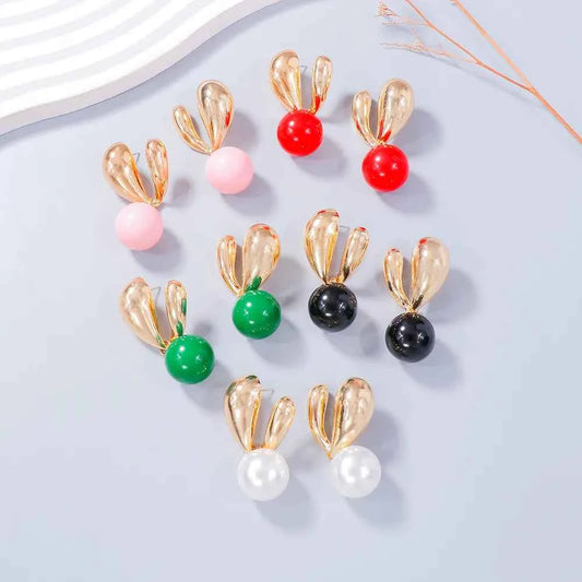 Alloy Drip Oil Bunny Earrings