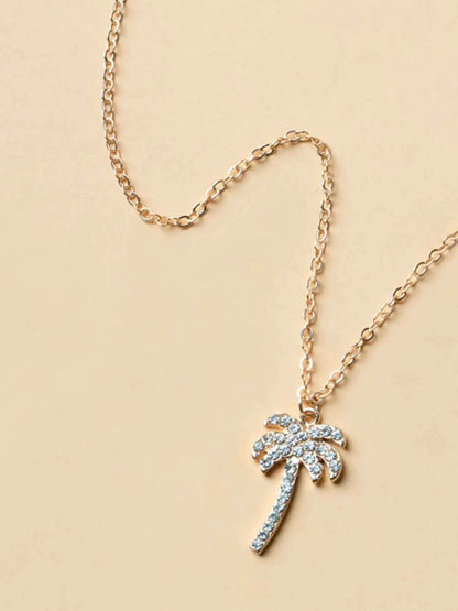 Zircon Palm Tree Pendant Necklace