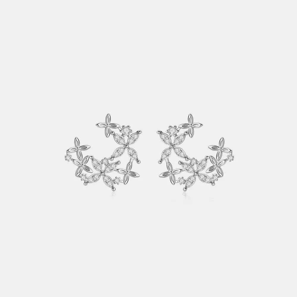 925 Sterling Silver Moissanite Lucky Clover Earrings